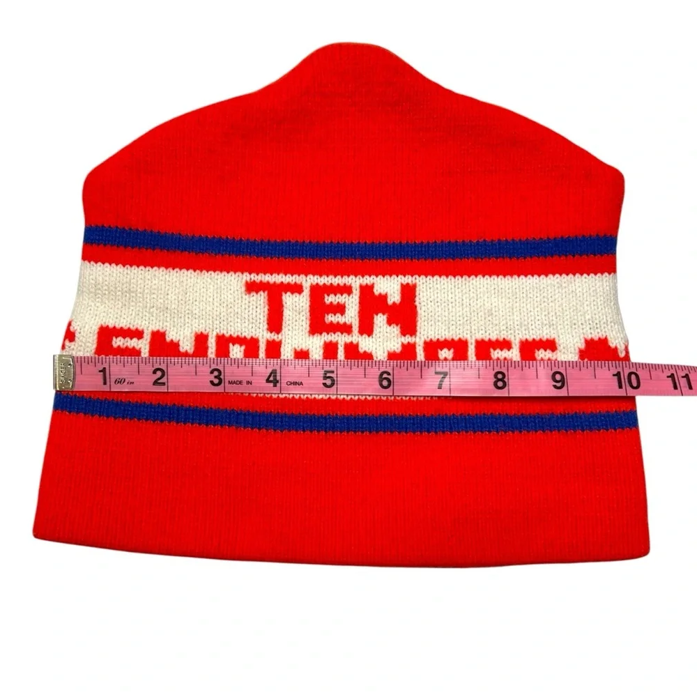 Vintage 80s Aspen Snowmass Ski Beanie Neon Orange Retro OS